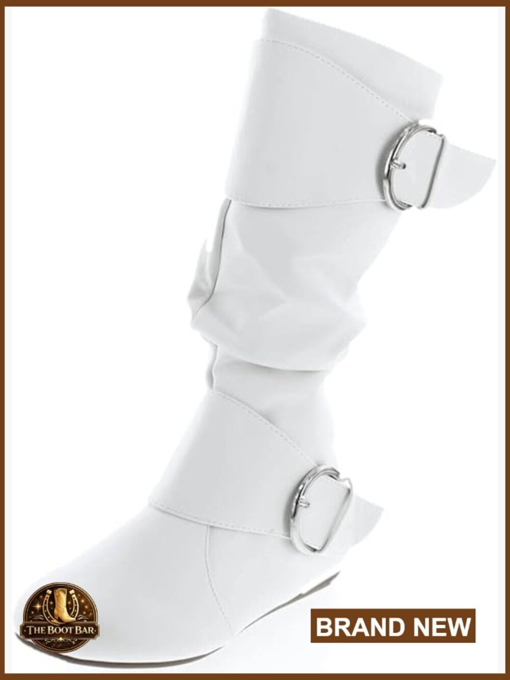 Buckle Slouch Mid-Calf Boots with Round Toe and Side Buckle